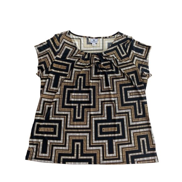 Worthington Womens Geometric Pattern Top Scoop Neck Blouse Size 1X - Picture 8 of 9